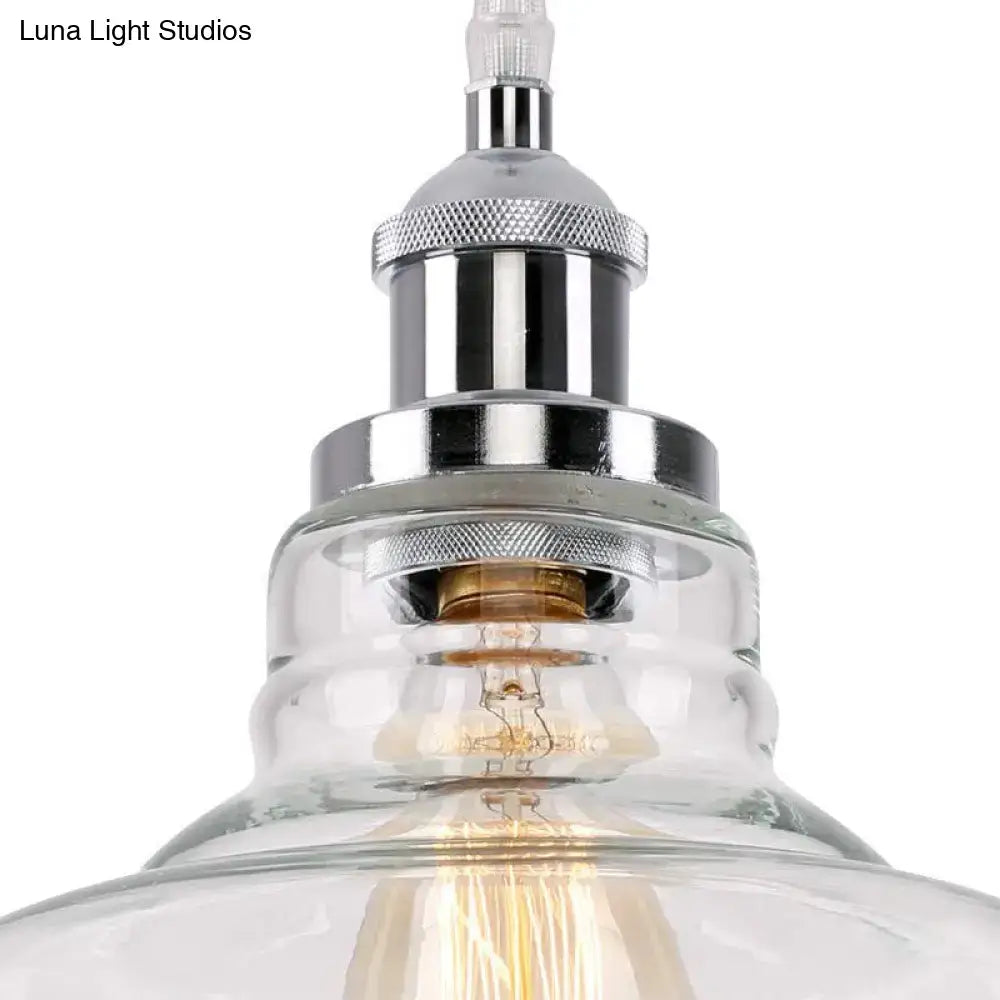 Vintage chrome and brass clear glass pendant light kitchen dining room