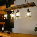 Vintage dark wood and brass island lamp kitchen clear glass chandelier