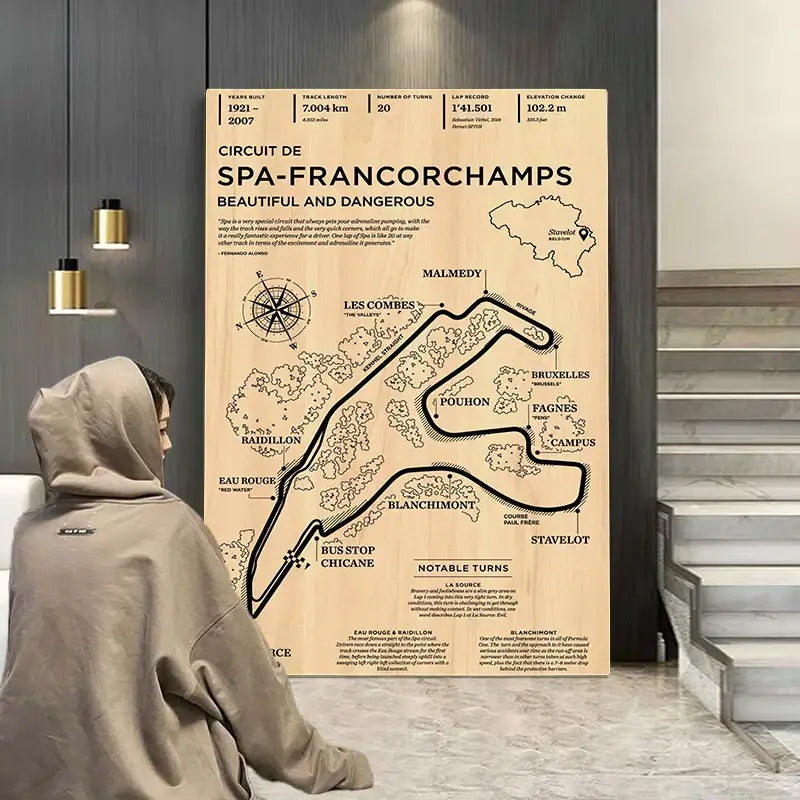 Vintage beige suzuka grand prix racing poster living room wall art