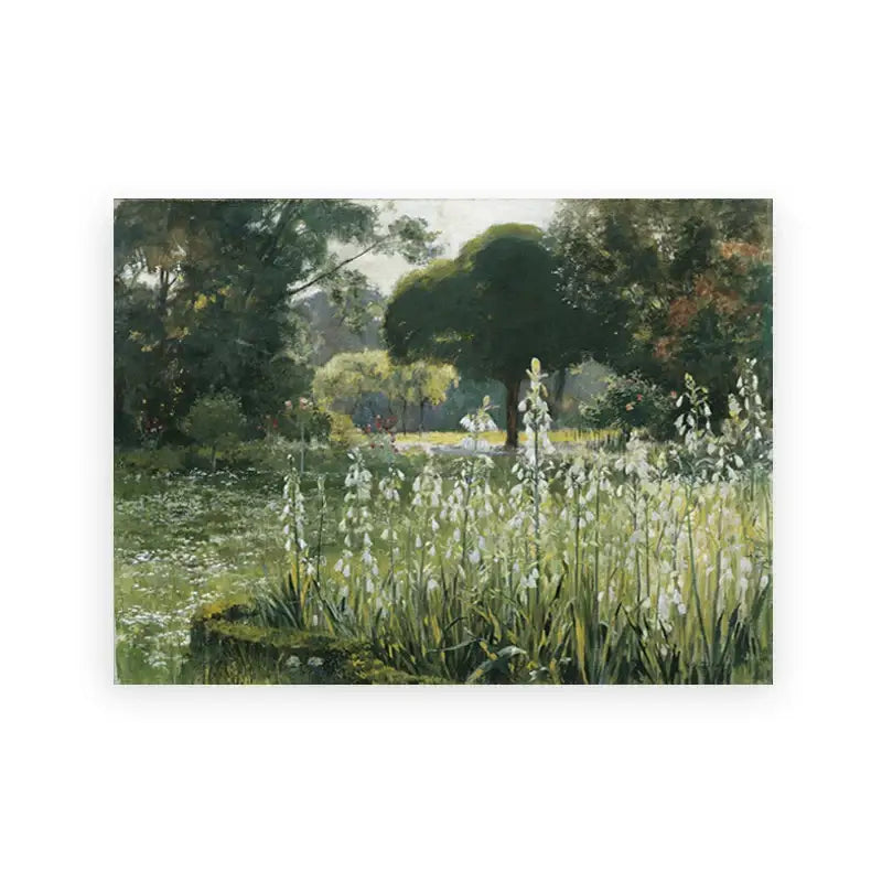 Vintage farmhouse landscape oil painting for living room wall art