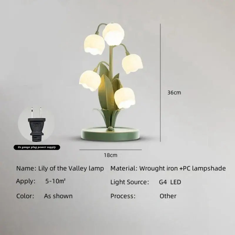 Vintage floral table lamp sage green & gold – bedroom lily light