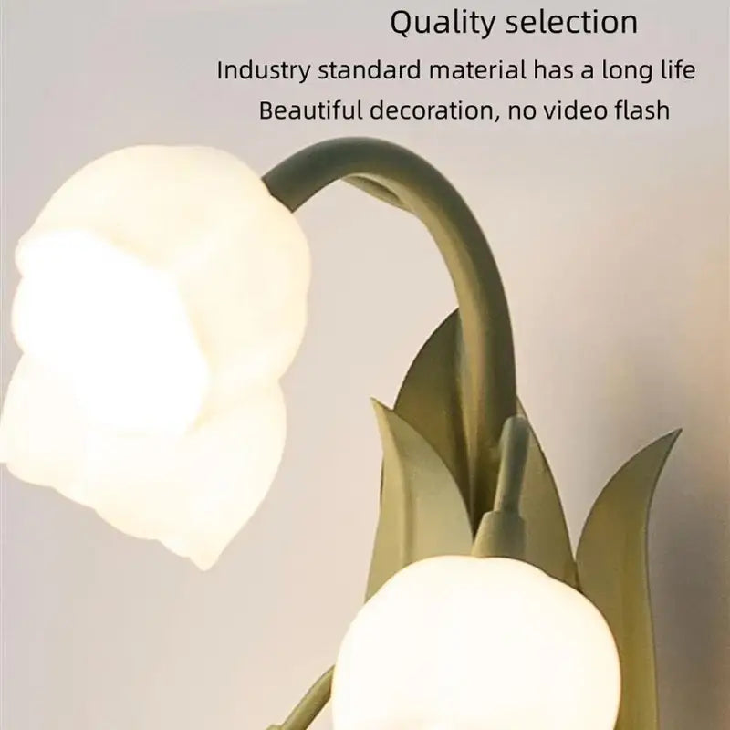 Vintage floral table lamp sage green & gold – bedroom lily light