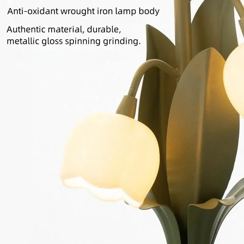 Vintage floral table lamp sage green & gold – bedroom lily light
