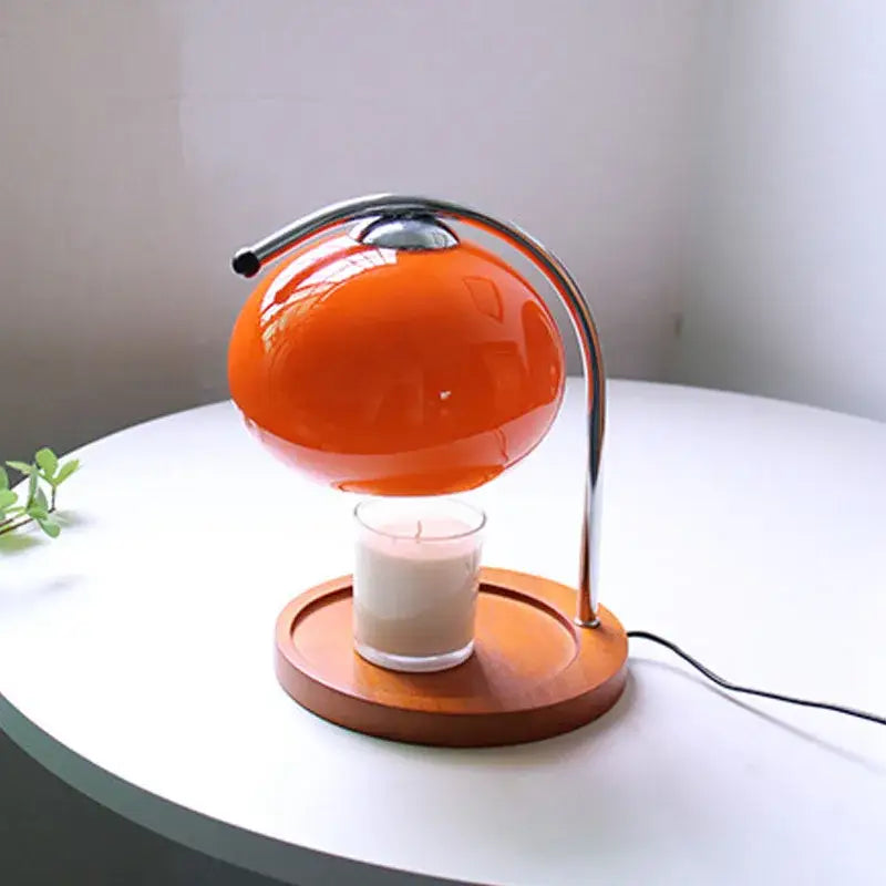 Vintage orange glass table lamp candle warmer bedroom light