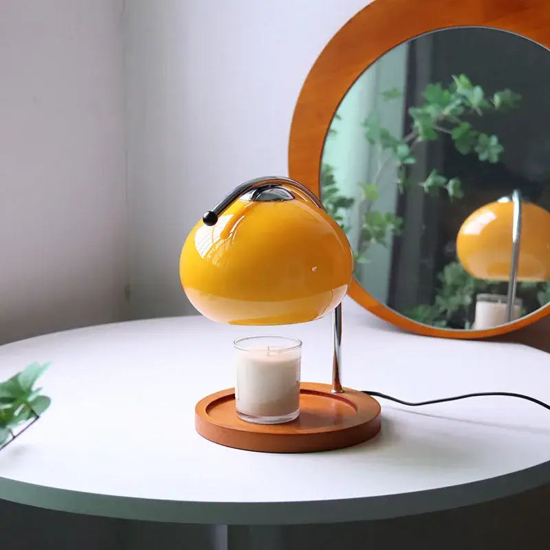 Vintage orange glass table lamp candle warmer bedroom light