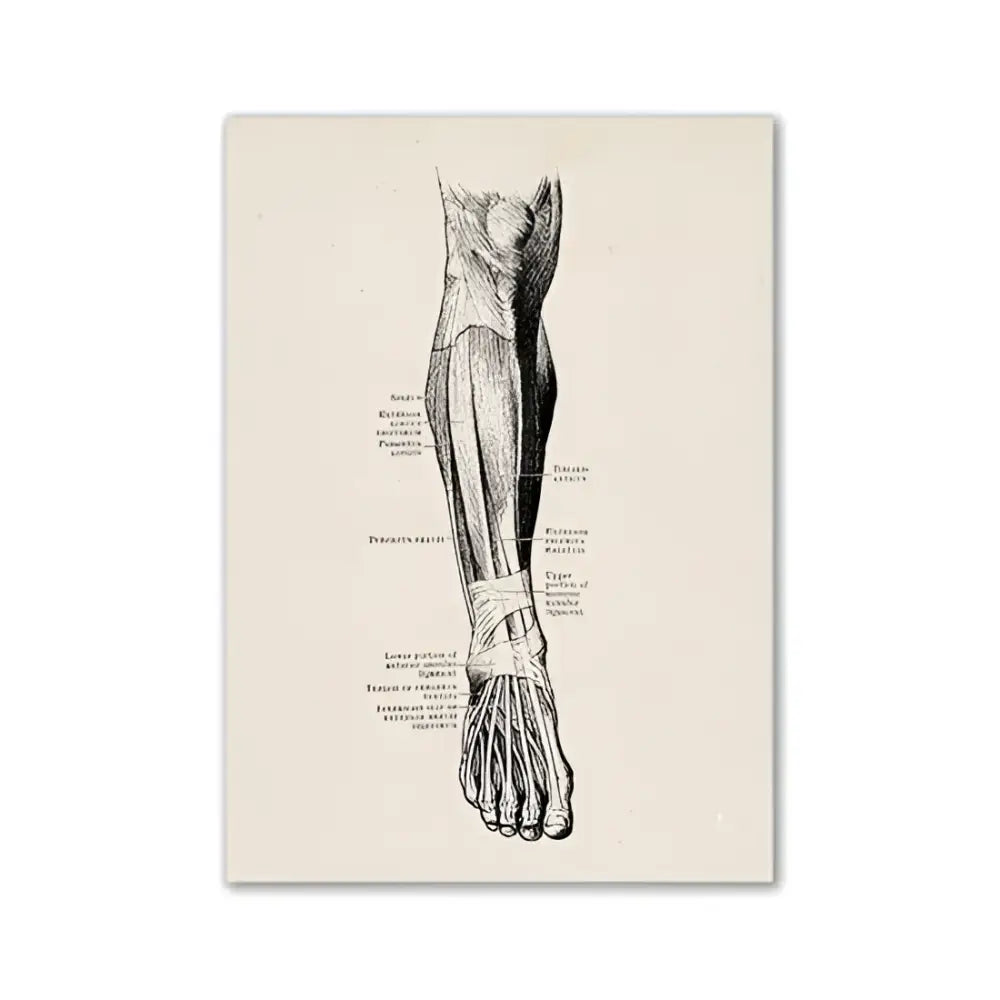 Vintage human anatomy hand skeleton canvas art for study or bedroom
