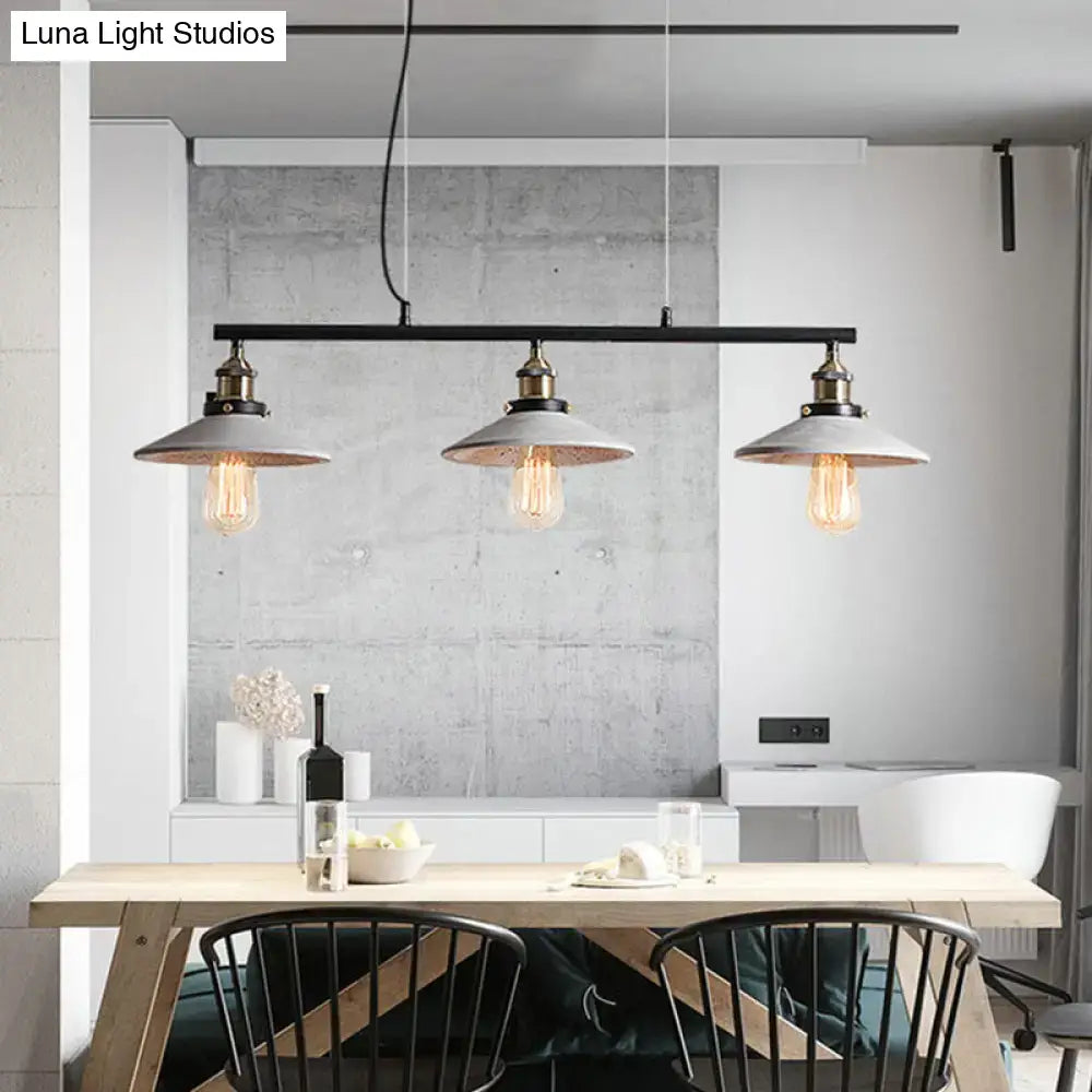 Industrial vintage grey cement island hanging light kitchen brass fixtures