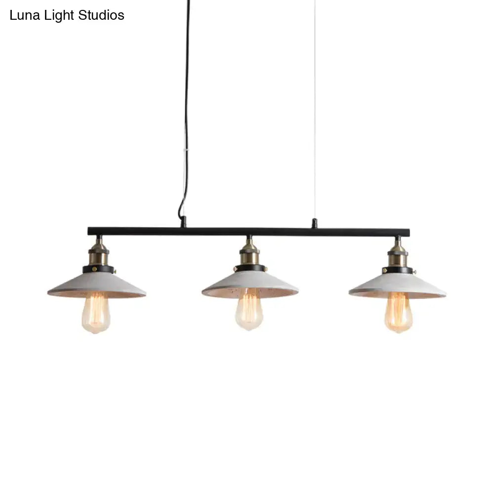 Industrial vintage grey cement island hanging light kitchen brass fixtures
