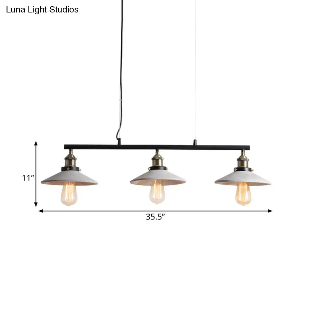 Industrial vintage grey cement island hanging light kitchen brass fixtures