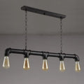 Industrial vintage linear pipe ceiling light dining room 5 head iron
