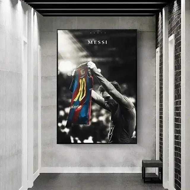 Vintage lionel messi canvas print – living room football wall art