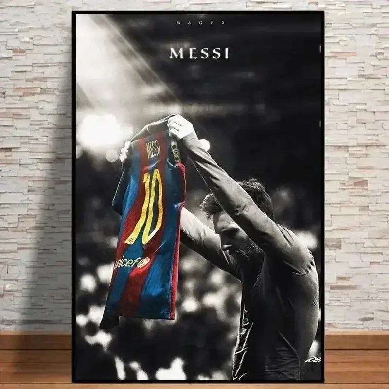 Vintage lionel messi canvas print – living room football wall art