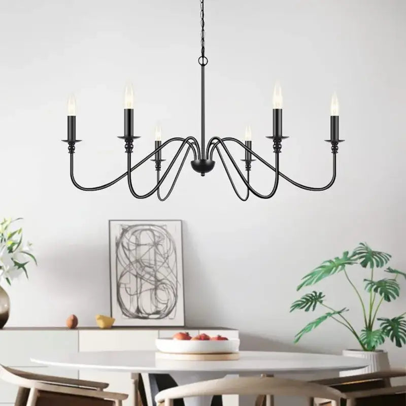 Vintage black & gold 6-light living room chandelier