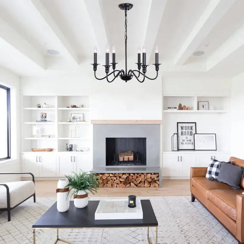 Vintage black & gold 6-light living room chandelier