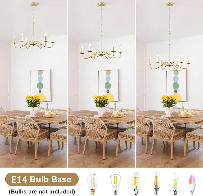 Vintage black & gold 6-light living room chandelier