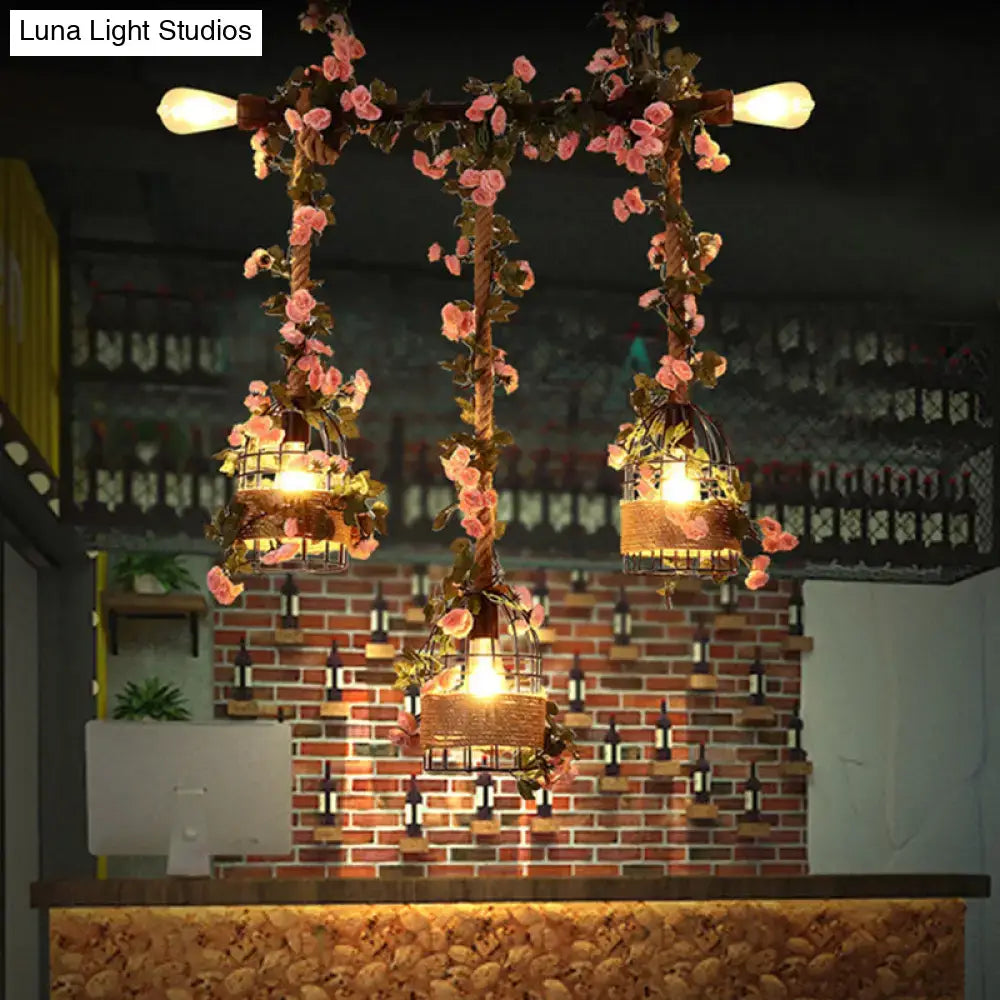 Vintage black flower island ceiling light kitchen e26 e27 chandelier