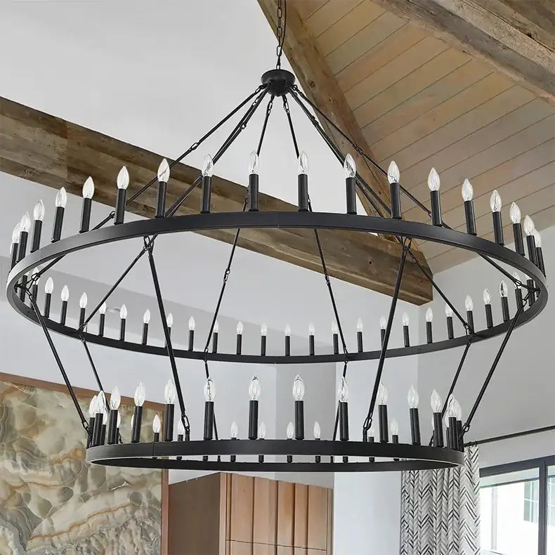 Vintage modern led pendant chandelier black wrought iron dining room