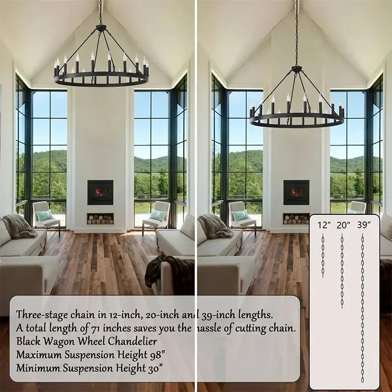 Vintage modern led pendant chandelier black wrought iron dining room