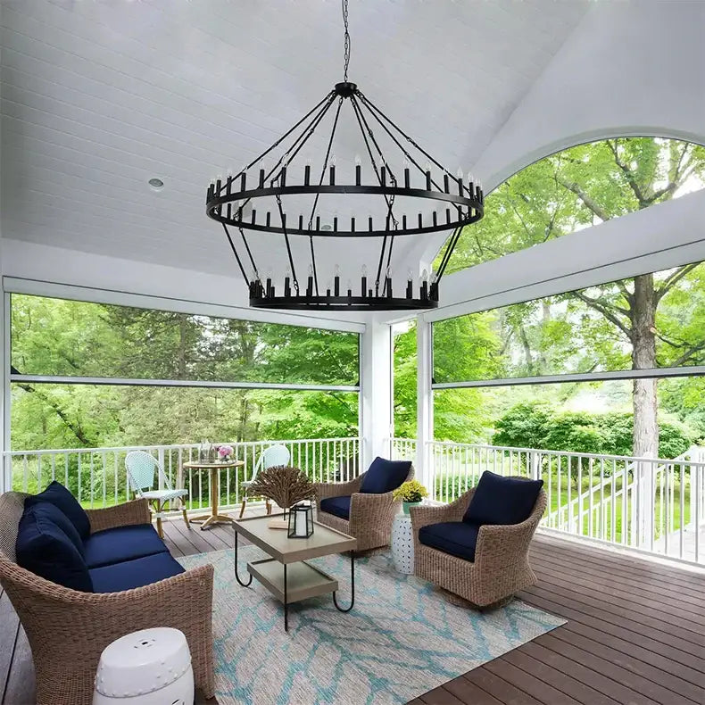 Vintage modern led pendant chandelier black wrought iron dining room