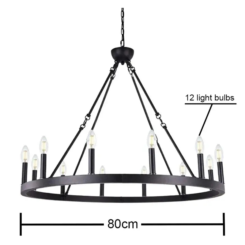 Vintage modern led pendant chandelier black wrought iron dining room