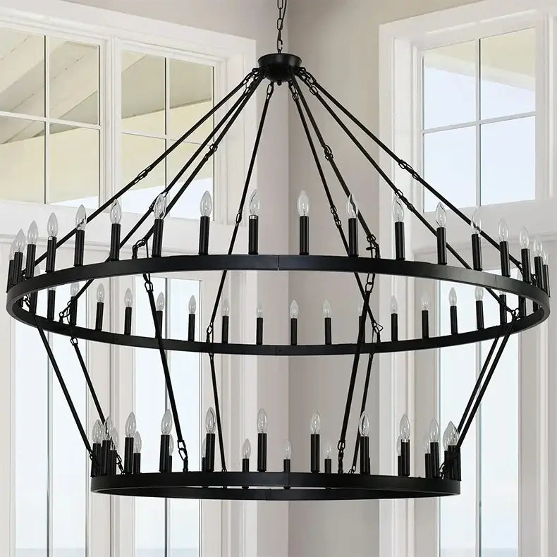Vintage modern led pendant chandelier black wrought iron dining room