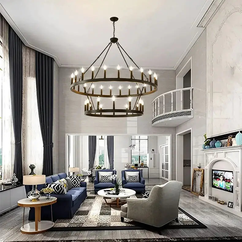 Vintage modern led pendant chandelier black wrought iron dining room