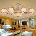 Vintage multi light mosaic floral bowl hanging chandelier living room