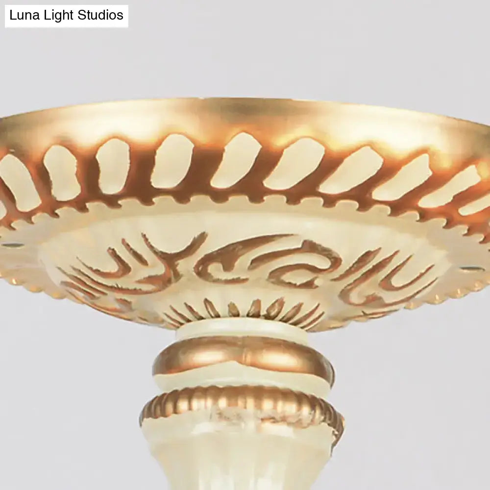 Vintage multi light mosaic floral bowl hanging chandelier living room
