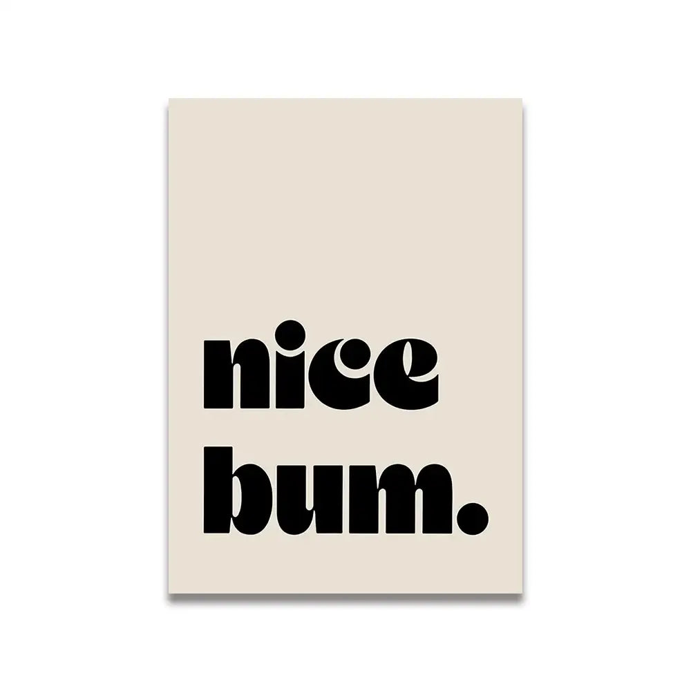 Minimalist beige nice butt cartoon print canvas bathroom wall art