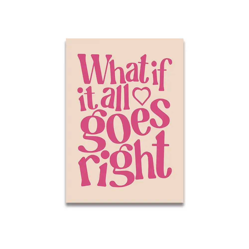 Vintage pink cartoon print canvas wall art for bedroom
