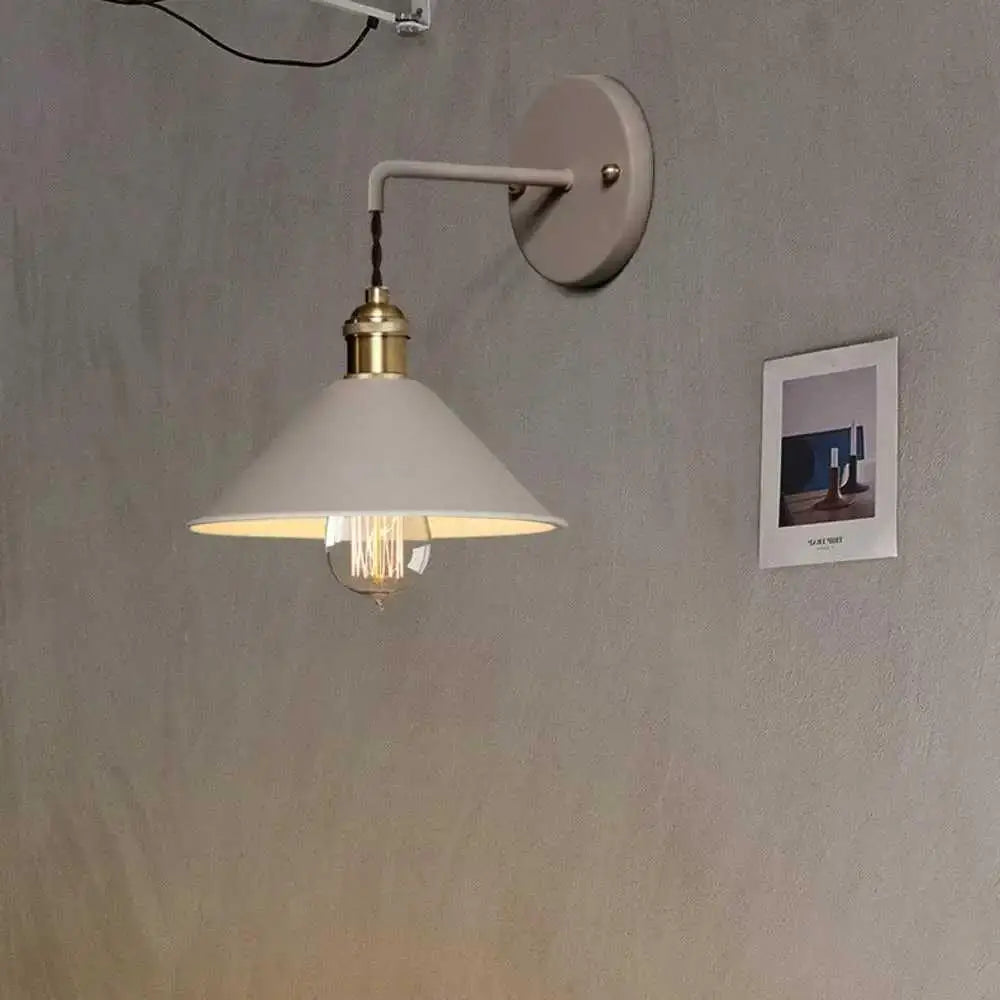 Vintage white and brass plated wall lamp bedroom sconce with bulb
