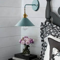 Vintage white and brass plated wall lamp bedroom sconce with bulb