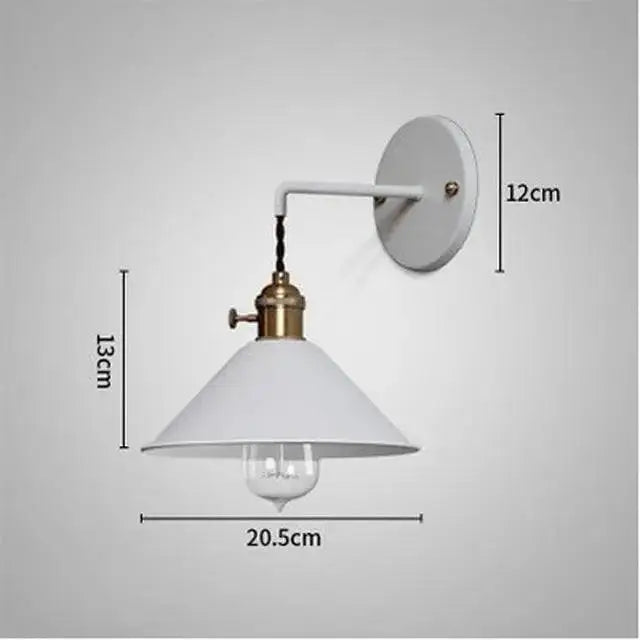 Vintage white and brass plated wall lamp bedroom sconce with bulb