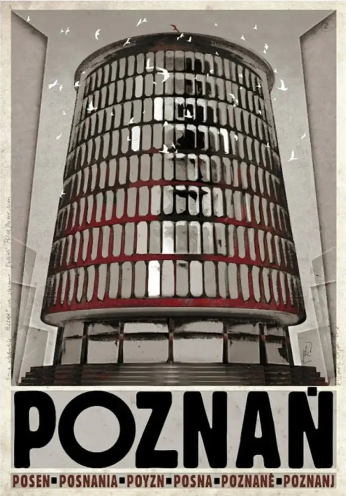 Vintage poland city black & white abstract canvas wall art living room