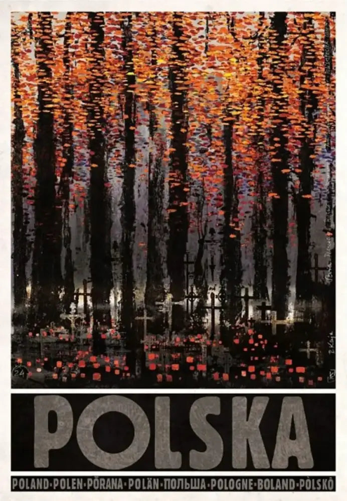 Vintage poland city black & white abstract canvas wall art living room