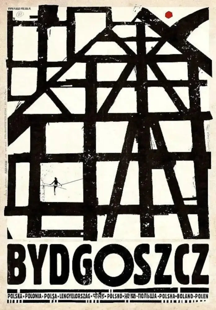 Vintage poland city black & white abstract canvas wall art living room