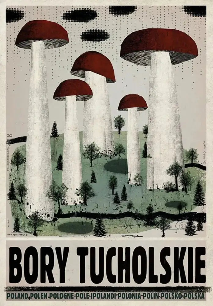 Vintage red & black nowa huta poland city posters canvas living room