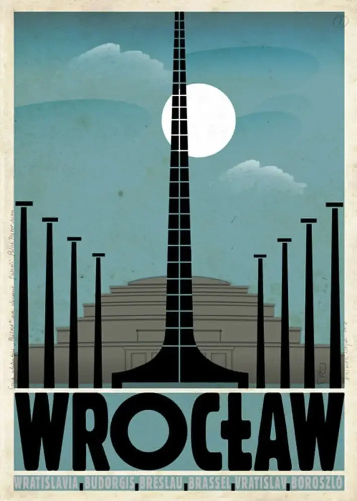 Vintage red & black nowa huta poland city posters canvas living room