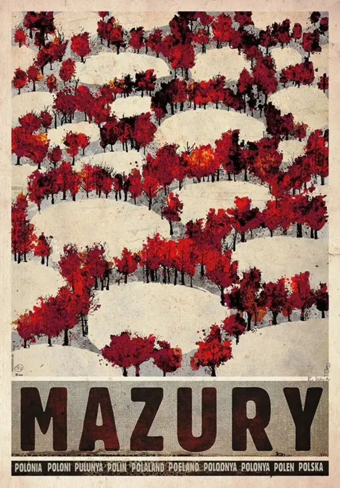Vintage mazury forest canvas wall art living room poland city posters