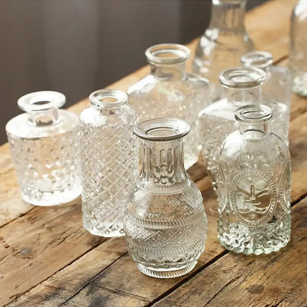 Vintage relief clear crystal glass vase living room hydroponic decanter