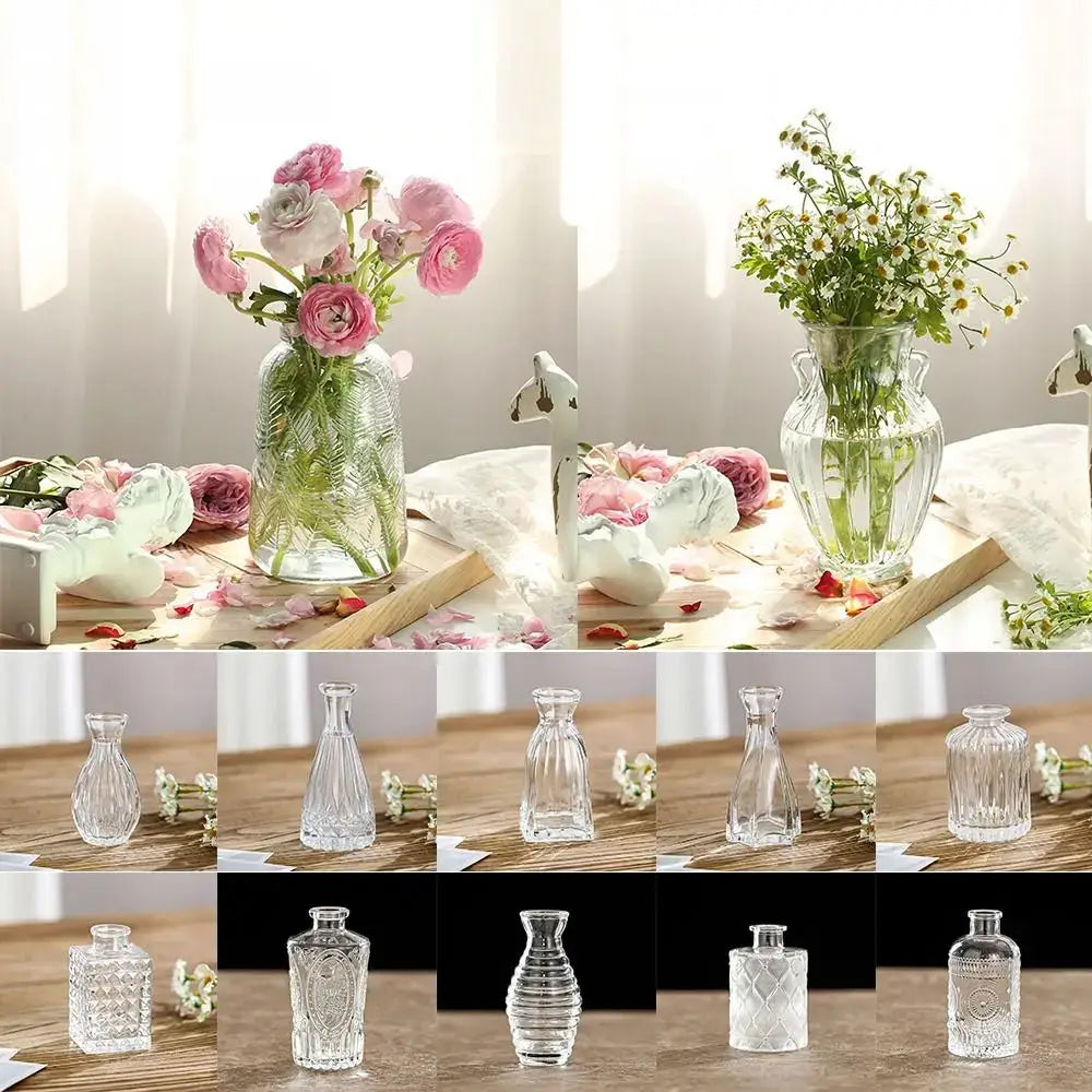 Vintage relief clear crystal glass vase living room hydroponic decanter