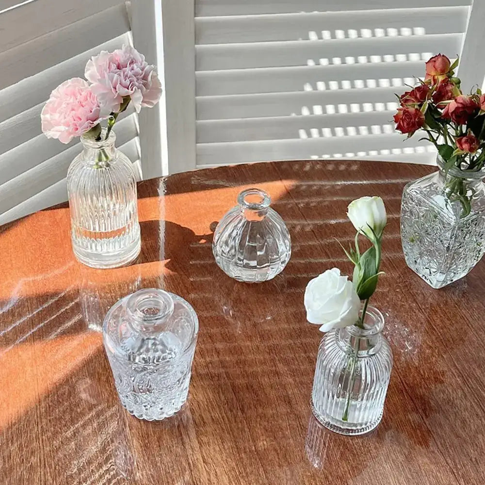 Vintage relief clear crystal glass vase living room hydroponic decanter