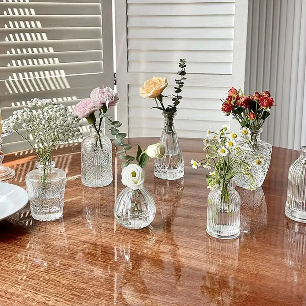 Vintage relief clear crystal glass vase living room hydroponic decanter