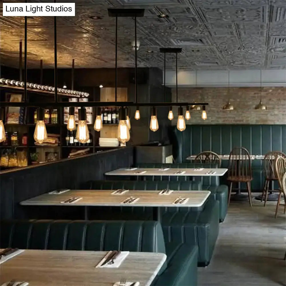 Industrial black finish linear island lamp dining room pendant light