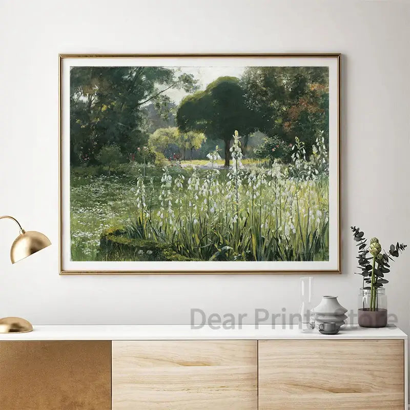 Vintage sepia botanical branch canvas print – living room summer landscape