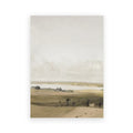 Vintage beige summer landscape oil painting – living room wall art