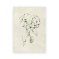 Vintage summer landscape peony ink sketch bedroom wall art