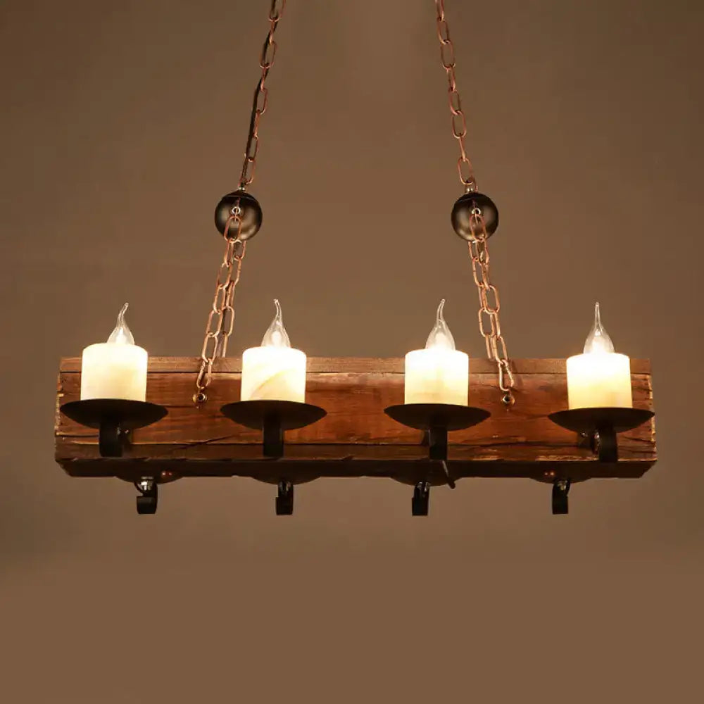 Vintage wood 8-light chandelier dining room led incandescent fixture