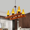 Vintage yellow crackle glass pendant light – kitchen bamboo ladder