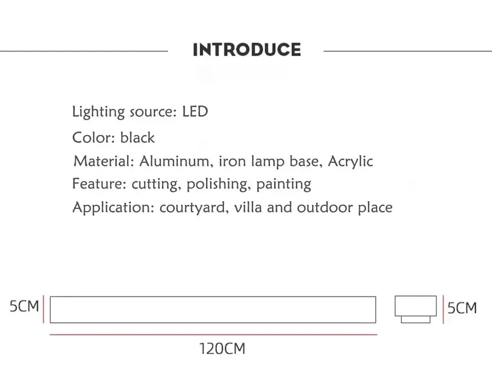 Modern minimalist black waterproof led long wall light outdoor sconce